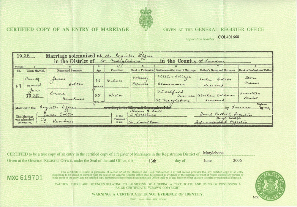 marriage certificate